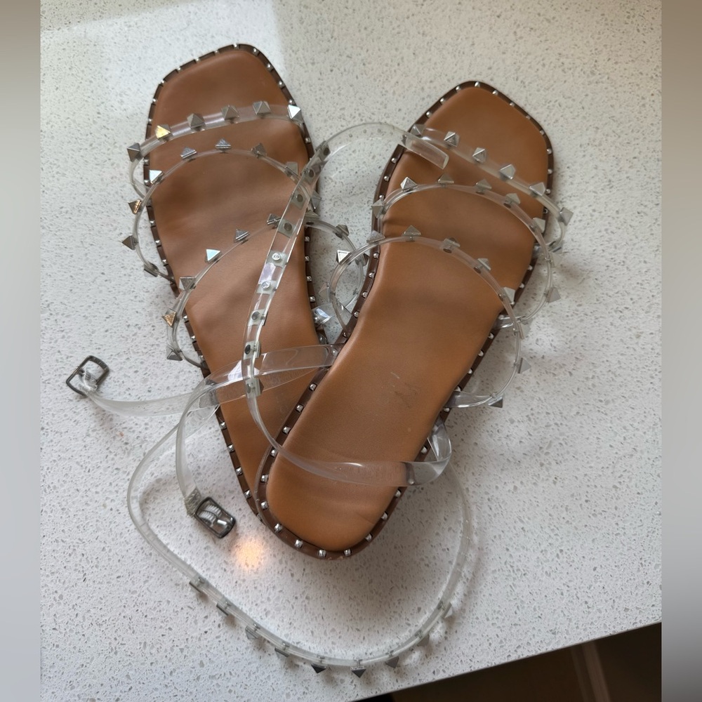 Madden Girl Studded Clear Strap Sandals
